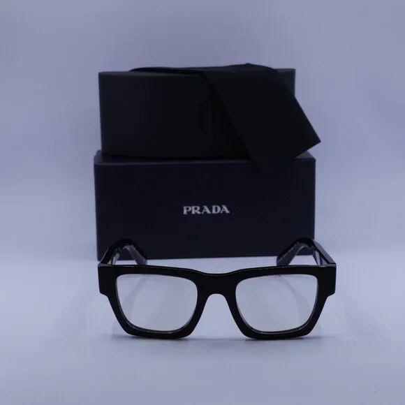 Prada PRA06S 16K08N Square Sunglasses – Black\Clear Blue  display picture 2